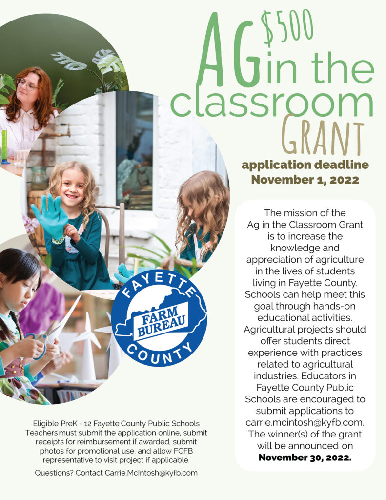 Ag In the Classroom Grant Fayette County Farm Bureau Federation